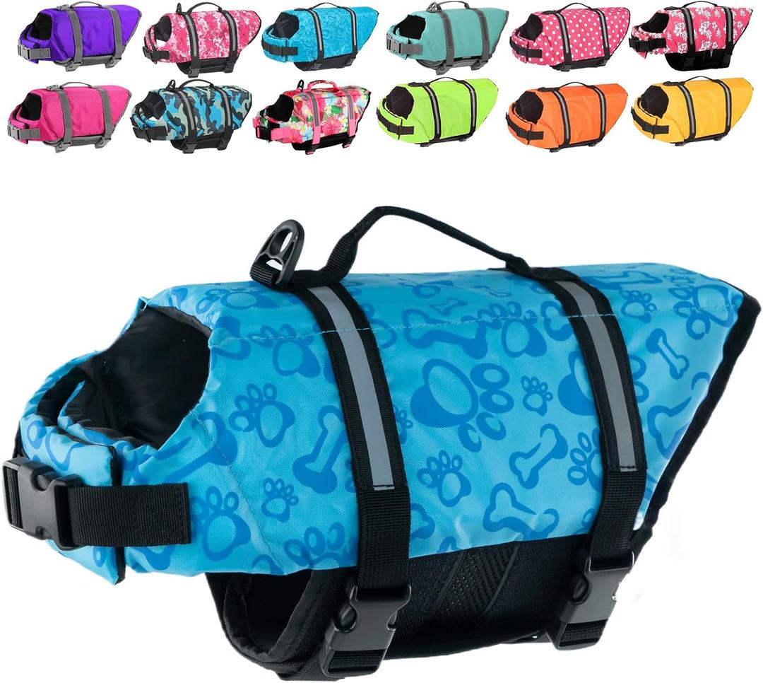 Doglay Dog Life Jacket with Rescue Handle, Dog Life Vest for Swimming Boating, Adjustable Reflective Puppy Swim Vest with Superior Buoyancy for XXS Dogs