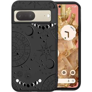 Unov Case Designed for Pixel 7, Black Phone Case with [Anti-Slip Embossed Pattern], Shockproof Slim Protective [Anti-Scratch TPU] Back Cover, Universe Galaxy Space