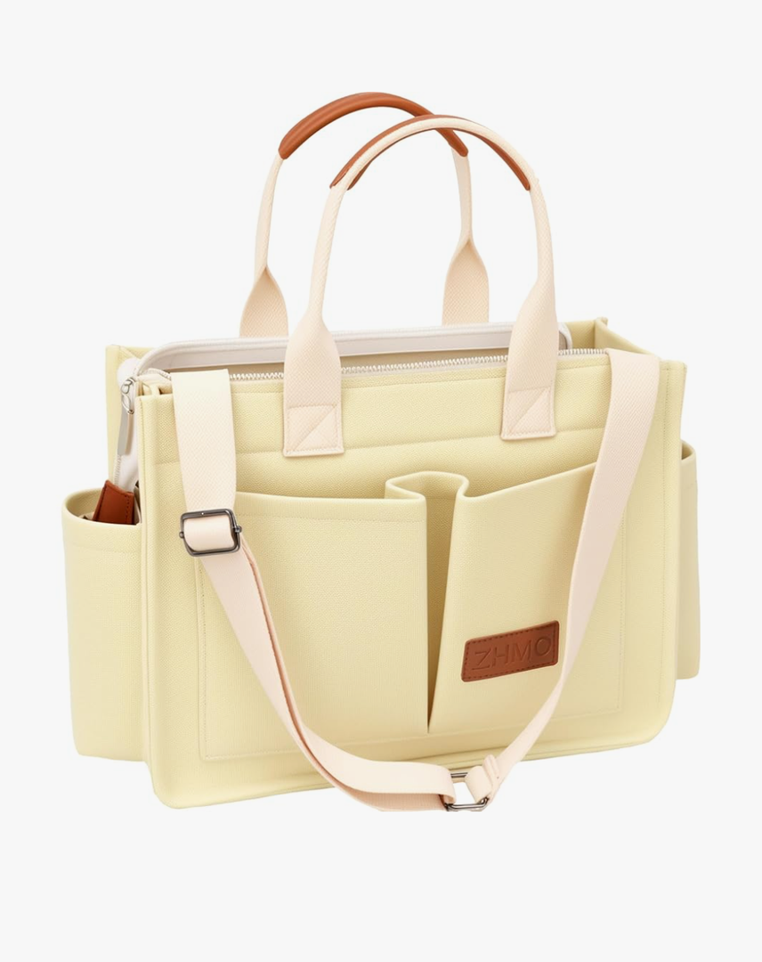 Tote Bag for Women With Compartments,Large Canvas Tote Women's Purse Crossbody Bags Work Laptop Book Bag Satchels Handbags