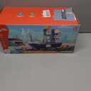 CUTE STONE Cargo Ship Toy & Gantry Crane, Toy Boat and Crane Playset with Sounds & Lights, Transport Containers, Push and Go Vehicle Cars, Kids Play Boats for Boys Girls