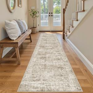 Soalmost Runner Rug 2x7 Washable Non-Slip Hallway Runner Rugs for Kitchen Bathroom Laundry Room Brown Vintage Floor Carpet Runners for Hallways Entryway
