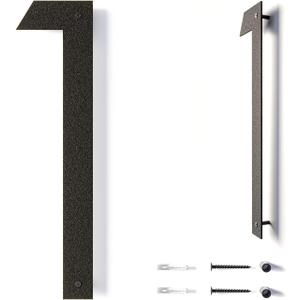12 Inch Modern Floating House Numbers for Outside | Large Metal House Numbers for Outdoors | Black Coated Rust-Proof Home Address Numbers/Plaques | Metal Mailbox Numbers