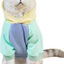 QWINEE Basic Dog Hoodie Sweatshirt Puppy Sweater Warm Cat Costumes Pet Clothes for Chihuahua Puppy Kitten Small Medium Dogs Yellow and Blue Small