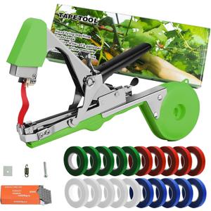 Plant Tying Machine,Plant Tapener,Tape Gun,Garden Vine Tying Tape with 20 Rolls and 10000pcs Staples,Vineyard Tool Garden Tools for Grapes, Raspberries, Tomatoes and Vining Vegetables etc