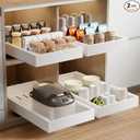 2 Pack Pull Out Cabinet Organizer, 21.8" Deep Slide Out Drawer for Cabinets Adhesive Pull Out Drawers Heavy Duty Pull Out Shelves for Kitchen, Cupboard, Pantry, Bathroom-White