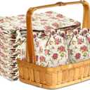 Pangda 30 Pcs 8 x 12 Inch Rose Drawstring Gift Bags Mother's Day Burlap Floral Jewelry Bags Packing Storage Floral Linen Sacks Pouches for Wedding DIY Craft Birthday Party