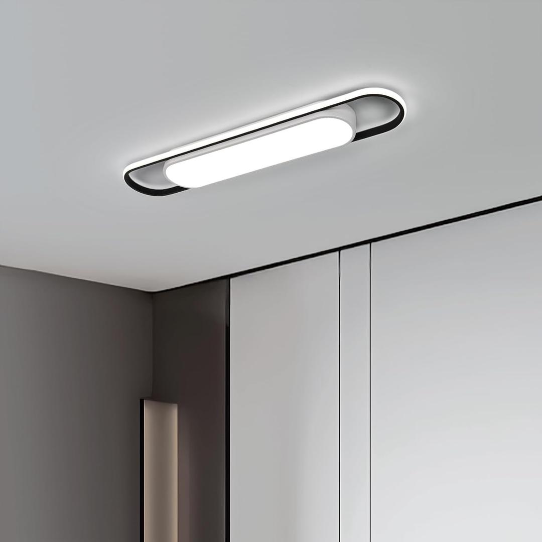 28.3Inch Cool White Modern LED Ceiling Lighting,40W High Brightness Metal Linear Ceiling Lamp,6500K Simple Long Light for Kitchen Dining Living Room Laundry, Garage Cloakroom Lighting