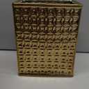 Trash Can for Bathroom, Small Office Garbage Can for Kitchen, Slim Rectangular Waste Bin, Ceramic, Gold