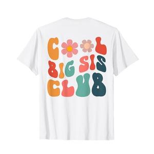 Retro Cool Big Sis Club Floral Big Sister On Back T-Shirt, Medium