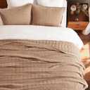 EVERGRACEHOME Stonewashed Cotton Quilt Set King Size, Ultra Soft Oversized Bedspread Coverlet Set, Lightweight Crinkle Box Stitch Bedding Sets for All Season, with 2 Shams, Terracotta