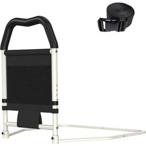 Adjustable Safety Bed Rails with Storage Pocket for Elderly Adults,No Legs Design, ASTM F3186-17 Certified, Non-Slip Ergonomic HandleAssist Handrail with Retention Strap, 350LBS Capacity