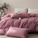 JELLYMONI Duvet Cover Queen Size - 100% Washed Cotton Comforter Cover with Linen-Like Texture, Breathable & Soft Bedding for Modern Home, Guest Room and Everyday Use,1 Duvet Cover & 2 Pillowcases