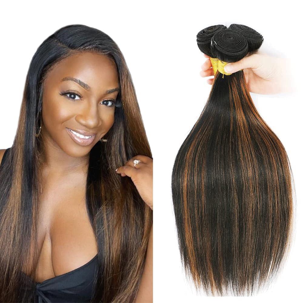 34 34 34 Inch DiexrLamx P1B30 Straight Bundles Highlight Bundle Human Hair 3 Bundles 8A Grade Peruvian Virgin Remy Hair Weave 300g