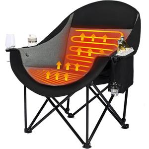 Heated Camping Chair - Oversized Outdoor Folding Chair for Adults