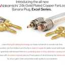 Nakamichi FanLock Excel Series 24k Gold Plated Banana Plug 10 AWG - 18 AWG Gauge Size 4mm for Speakers Amplifier Hi-Fi Stereo Home Theatre Radio Audio Wire Cable Quick Connector, 4 Pcs (2-Pairs)
