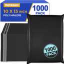 Metronic Poly Mailers 10X13 1000 Pack, Strong Adhesive Shipping Envelopes for Clothing, Medium Shipping Bags for Small Businesses, Waterproof Mailers Poly Bags (Black, 10x13 1000PC)