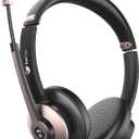 Earbay Wireless Headset, Bluetooth Headsets with Microphone Noise Cancelling, On Ear Headphones with Mic Mute, Handsfree PC Headsets for Zoom/Ms Teams/Skype/Dual Connect/Laptop/iPhone/Tablet (Gold)