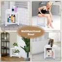 Shower Foot Rest 13 in, Bamboo Shower Stool for Shaving Legs,Corner Bath Shower Bench with Starage Shelf for Inside Small Shower Spaces-White