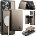 Usroom Compatible with Magsafe for iPhone 16 Pro Wallet Case Magnetic Card Holder, RFID Blocking 2 in 1 Detachable Kickstand Shockproof Case for Women Men, Bronze Gold