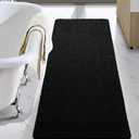 LOCHAS Luxury Bathroom Rug Shaggy Bath Mat 24 x 60 Inch, Washable Non Slip Bath Rugs for Bathroom Shower, Soft Plush Chenille Absorbent Carpets Mats, Black