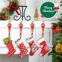 12 Pack Christmas Garland Hangers & Hooks - Reusable Silicone Adhesive Straps for Mantle, Fireplace, Stairways Decoration | Stretchable Wreath Ties & Stocking Holder (Red)