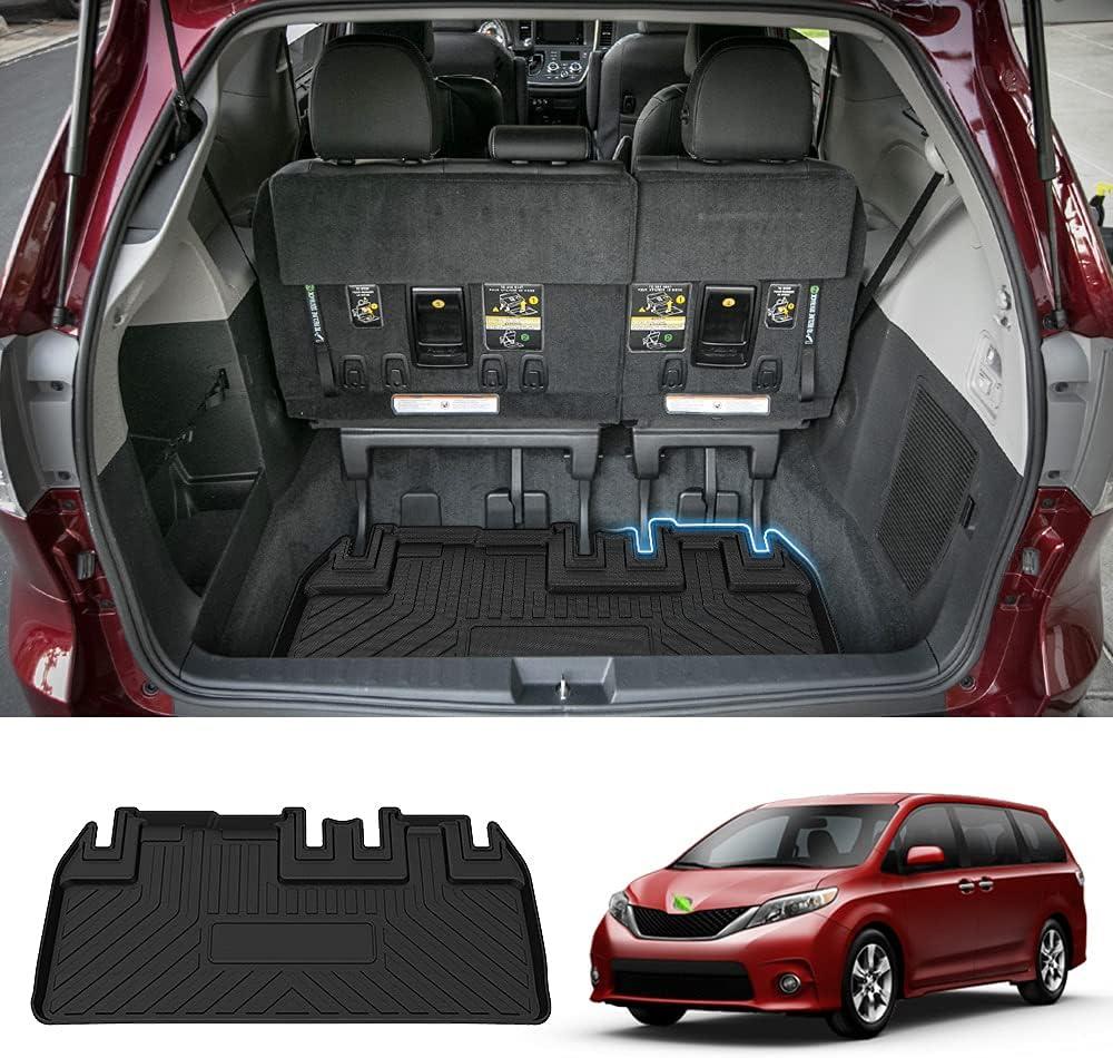 Sienna Cargo Liner - Trunk Mat for Toyota Sienna 2011-2019, All Weather Cargo Mat for Sienna Accessories, Only fit NO Power Folding 3rd Row Seats