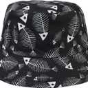 Reversible Bucket Hat for Men Women Summer Travel Beach Outdoor Fishing Hat 100% Cotton (One Size, J890-black-fish)