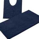 Bathroom Rugs Sets 2 Piece, Luxury Chenille Bath Mat Set, Soft Plush Anti-Slip Bath Rug + U-Shaped Toilet Mat. Microfiber Shaggy Carpet, Super Absorbent (24 x 36 & 20 x 24 U, Navy)