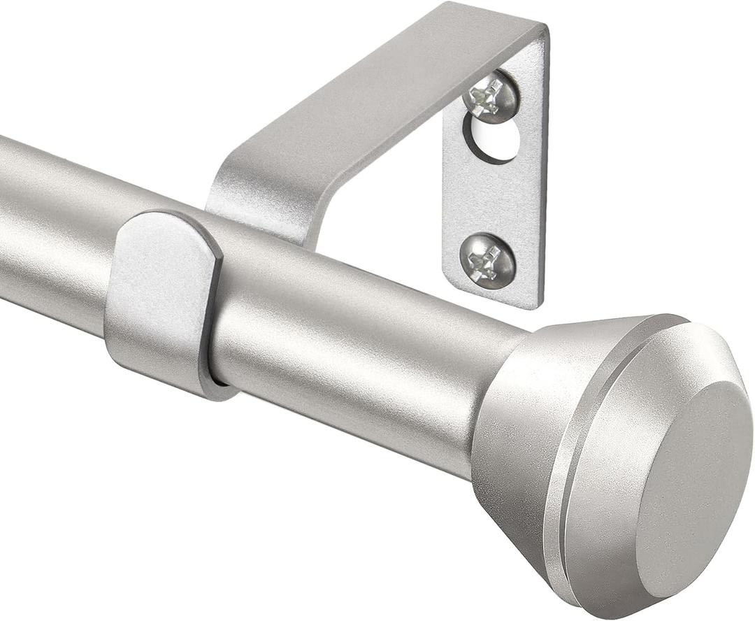 Silver Curtain Rod 32 to 58 Inch, HOTOZON 3/4 Inch Heavy Duty Curtain Rods for Windows, Decorative Single Drapery Rod with Diamond Finials
