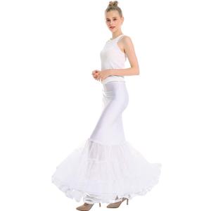 Women's Mermaid Fishtail Petticoat One Hoop Floor Length Trumpet for Bridal Wedding Dress Petticoat Crinoline (White, Small - Medium)