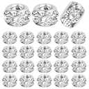 BronaGrand 40 Pieces 8mm Large Hole Rhinestone Beads Crystal Rondelle Spacer Beads Loose Charm Beads for European Bracelet DIY Jewelry Making, Silver