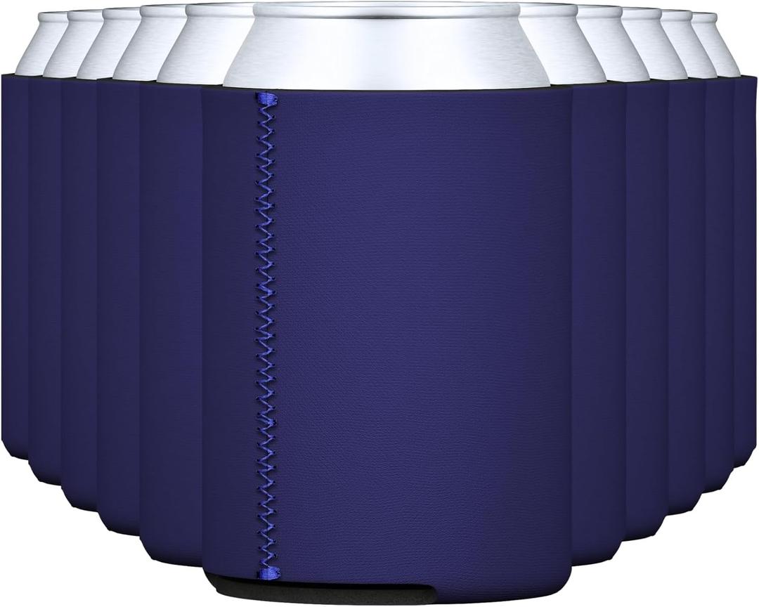 TahoeBay Neoprene Blank Can Coolers (12-Pack) Plain Bulk Collapsible Beer Soda Cover Coolies, Personalized Sublimation Sleeves for Weddings, Bachelorette Parties, HTV Projects (Navy)