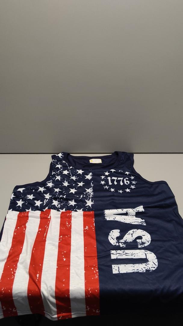 Men's 4th of July Tank Tops Summer Sleeveless Tee Cool Workout T-Shirts Beach Athletic Undershirts, Size XL