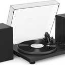 Udreamer Vinyl Record Player, Turntable with 40W Speakers, Bluetooth Input Output and USB Record, Vintage LP Player with AT-3600L Cartridge, Built-in Phono Preamp, Counterweight and Pitch, Black