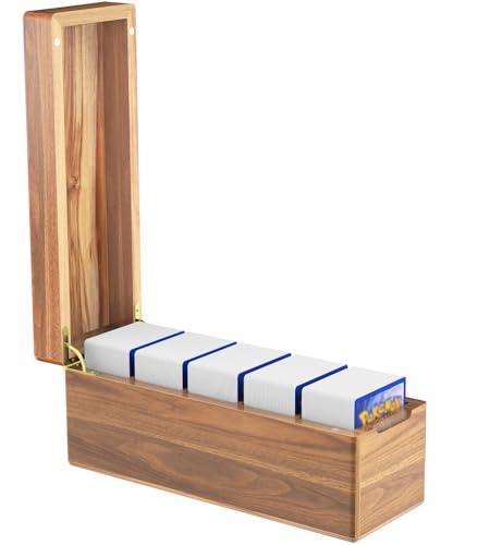 Neando Card Storage Box for PTCG Trading Cards, Magic MTG Cards Organizer with 5 Compartments, fits for 600+ Single Sleeved Cards, Acacia Wood, 3.5’’W x 10’’D x 4.1’’H (Game Cards Are Not Included)
