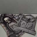 5 Pack Tombstone Halloween Decorations Plastic Yard Signs with Stakes, Graves Halloween Decorations Outdoor, Scary Gravestone Decorations with Glow in Dark Eyes for Outdoor Yard Lawn Garden Waterproof