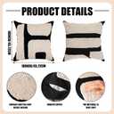 Oudain 2 Pcs Black and White Tufted Pillow Covers Boho Chunky Geometric Decorative Throw Pillow Case 18 x 18 Inches Abstract Pillowcases for Bed Couch(White, Black, Classic Style)