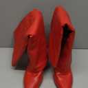 KaroNairy Fold Over Boots For Women Pointed Toe Knee High Boot Stiletto Heel Wide Calf Booties Long Boots Tall Boots (7.5, Red)