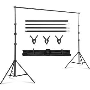 Backdrop Support Stand 6.4x10FT Photo Backdrop Stand Adjustable Photography Studio Background Support System Kit with Carrying Bag and 3 Clamps for Photo Video Shooting, Wedding, Party