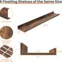 upsimples Floating Shelves for Wall, 35.5 Inch Shelves for Decor Storage Set of 6, Wall Mounted Wood Shelf for Bedroom, Living Room, Bathroom, Kitchen, Long Picture Ledge Shelves, Brown