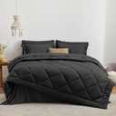 Love's cabin King Size Comforter Set Black, 7 Pieces King Bed in a Bag, All Season Bedding Sets with 1 Comforter, 1 Flat Sheet, 1 Fitted Sheet, 2 Pillowcase and 2 Pillow Sham | Soft, Breathable, Lightweight, Comfortable