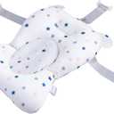 Baby Bath Cushion Pad Newborn Bathtub Mat Infant Bath Supporter Net Baby Bathtub Pillow Non-Slip Floating Bathing Tub Seat (White Star, 28cm*43cm*26cm) (28cm*43cm*26cm, White Star)