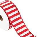 Meseey 2.5 Inch 10 Yard Red White Striped Wired Ribbon,Candy Cane Wired EDG Ribbons for Christmas Tree Wreath, Peppermint Striped Gift Wrapping Bow DIY Craft Holiday Decor