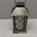 14" Large Tempered Glass Solar Lanterns Outdoor Waterproof | Solar Hanging Lantern for Outside with Flickering Candle, Vintage Decor Lamps for Gift Wall Garden Yard Patio, Bronze