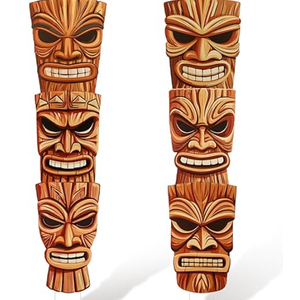 Cardboard Cutouts Tiki Mask Decorations, Pack of 6