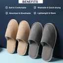12 Pairs Disposable House Slippers for Guests, Washable Reusable Soft Polar Fleece Spa Slippers, Non-slip Indoor Slippers for Hotel Travel (Gray)