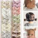 Baby Girls Hair Bow Clips, 20pcs Boutique Cotton Fully Lined Hair Pins, Non Slip Baby Barrettes Accessories for Infants Toddlers Fine Hair by Cherssy