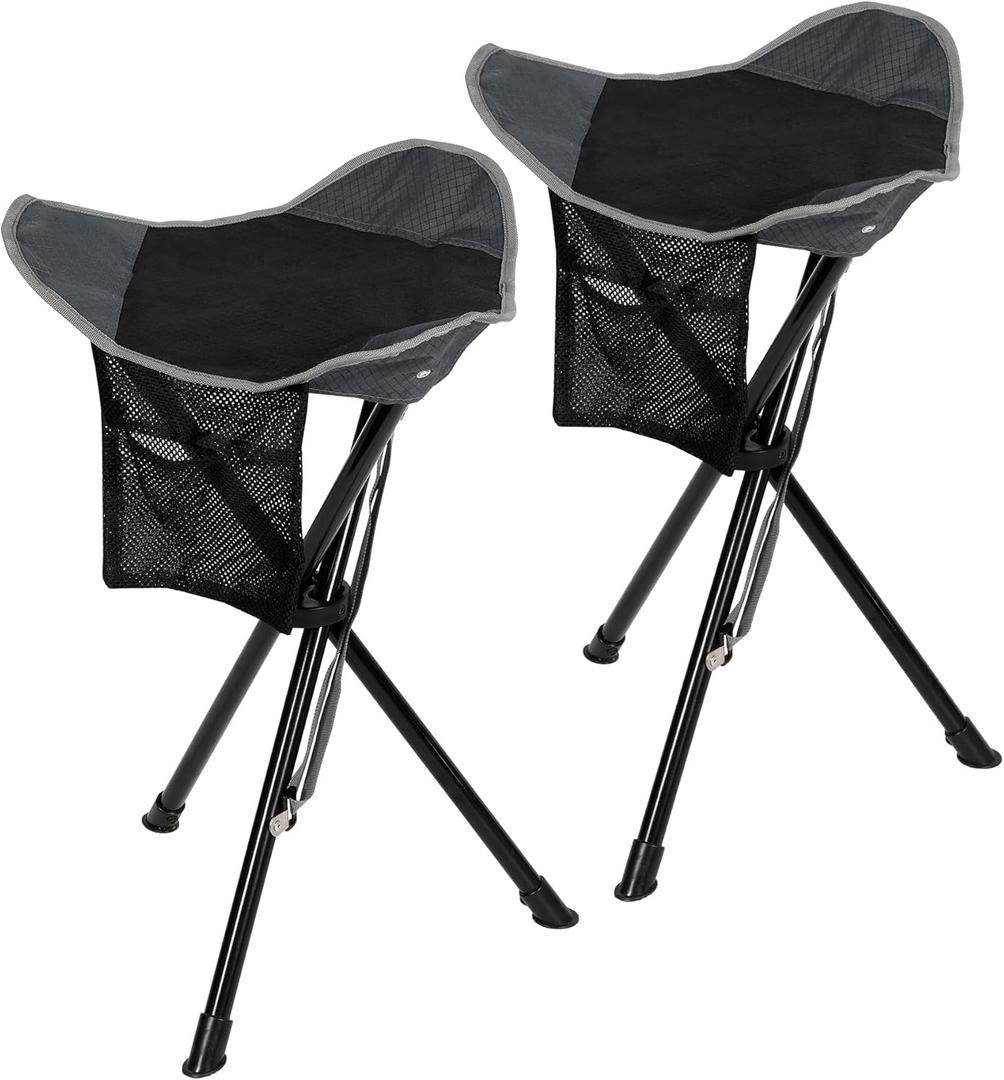 REDCAMP 2 Pack 22.4IN Tall Folding Tripod Stools for Adults, Lightweight Portable Camping Stools for Fishing Hunting Backpacking Traveling, Black