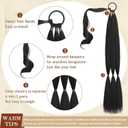 Sofeiyan Long Braid Ponytail Extension with Hair Tie Straight Sleek Wrap Around Hair Extensions Braid Pony Tail Fluffy Natural Soft Synthetic Hairpieces for Women Daily Wear, 34 inch-Black