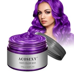Temporary Hair Color Wax Dye,Hair Color Spray, Natural Hair Coloring Wax Material Disposable Hair Styling Clays Ash for Cosplay,Party,Masquerade, Halloween.etc (Purple, 1 Pack) (4.32 Ounce (Pack of 1))